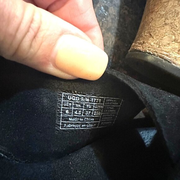 UGG Hazel Criss Cross Black Suede‎ Cork Wedge Slingback Sandals Boho Size 6 - Picture 11 of 11